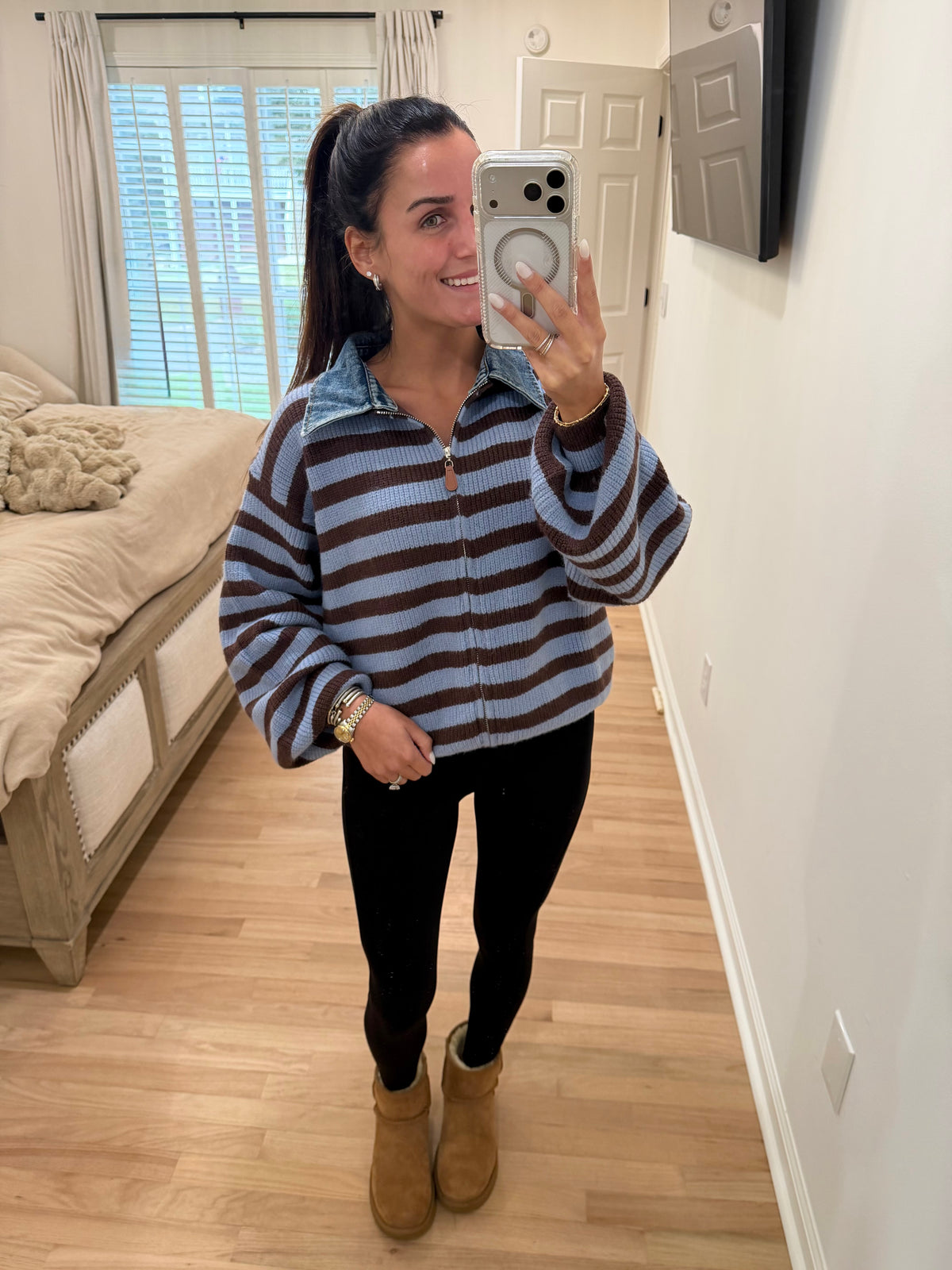 Denim Collar Stripe Jacket