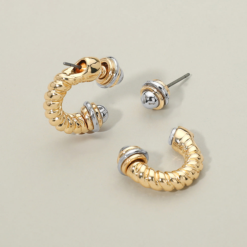 Gold & Silver Twisted Cuff Earrings