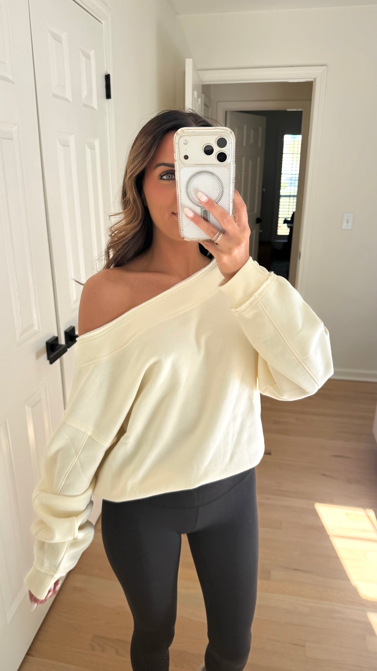 Off Shoulder Sweatshirt - Ivory