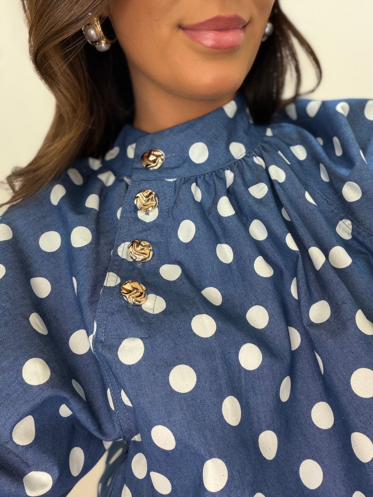 Polka Dot Button Blouse