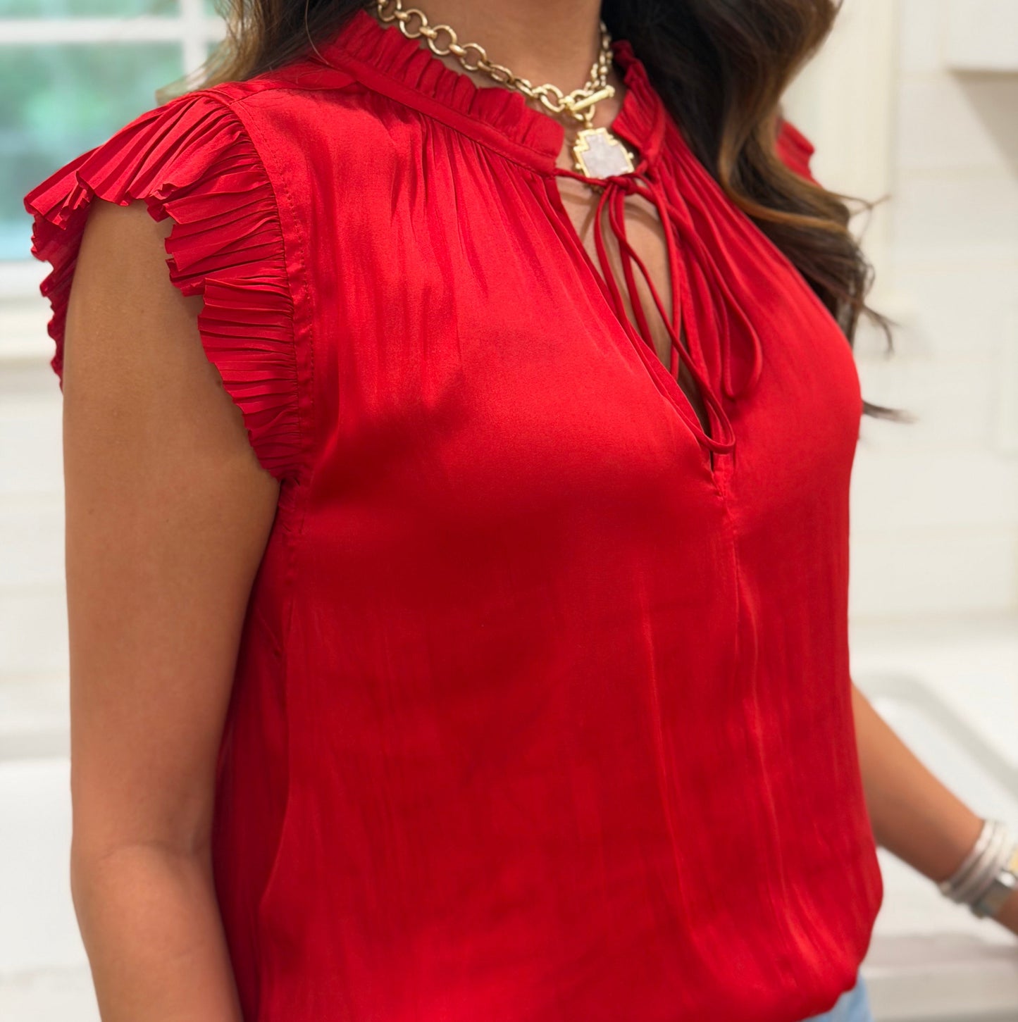 Red Satin Blouse