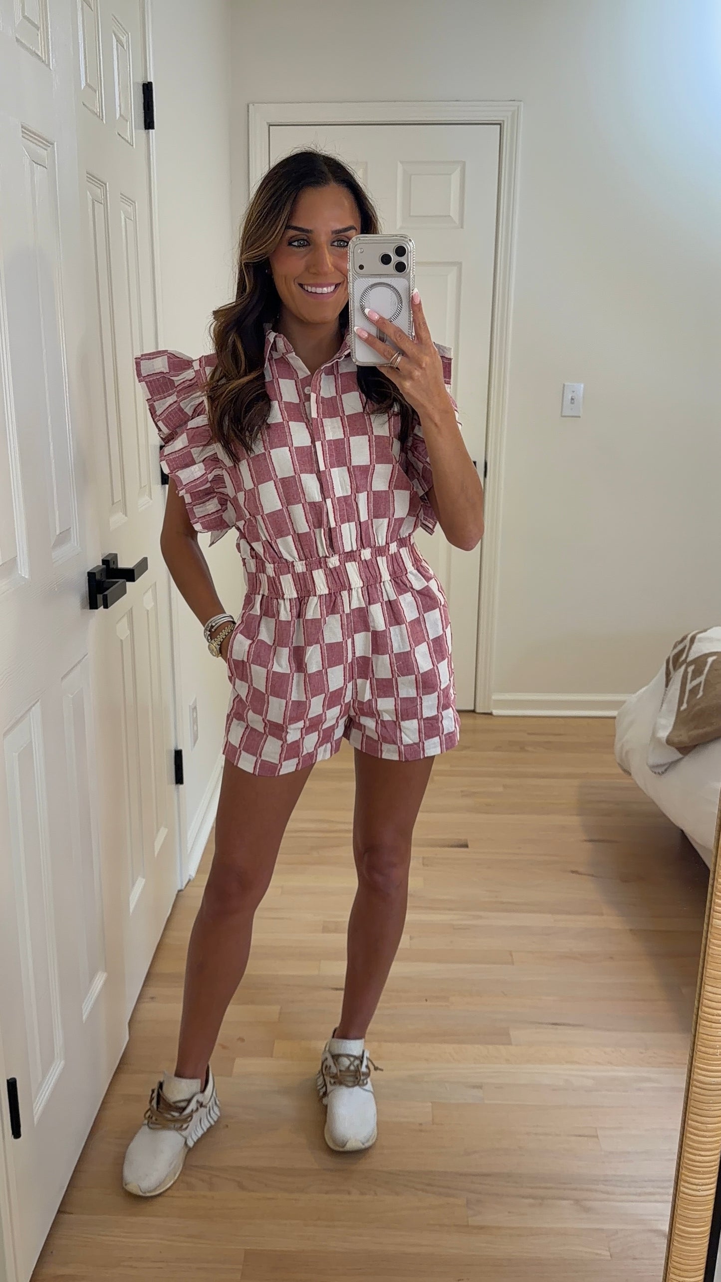 Gingham Ruffle Romper