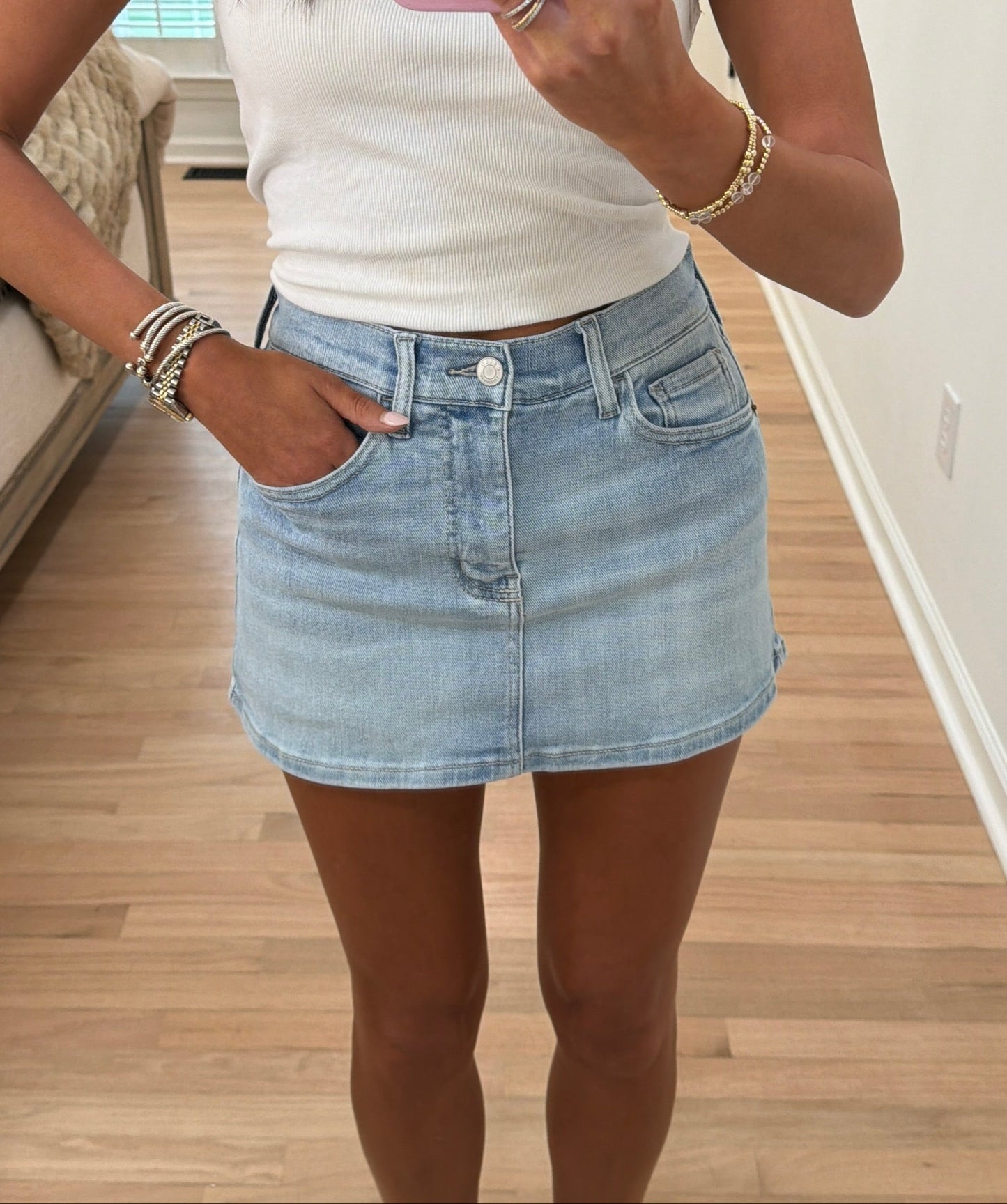 Light Wash Denim Skort