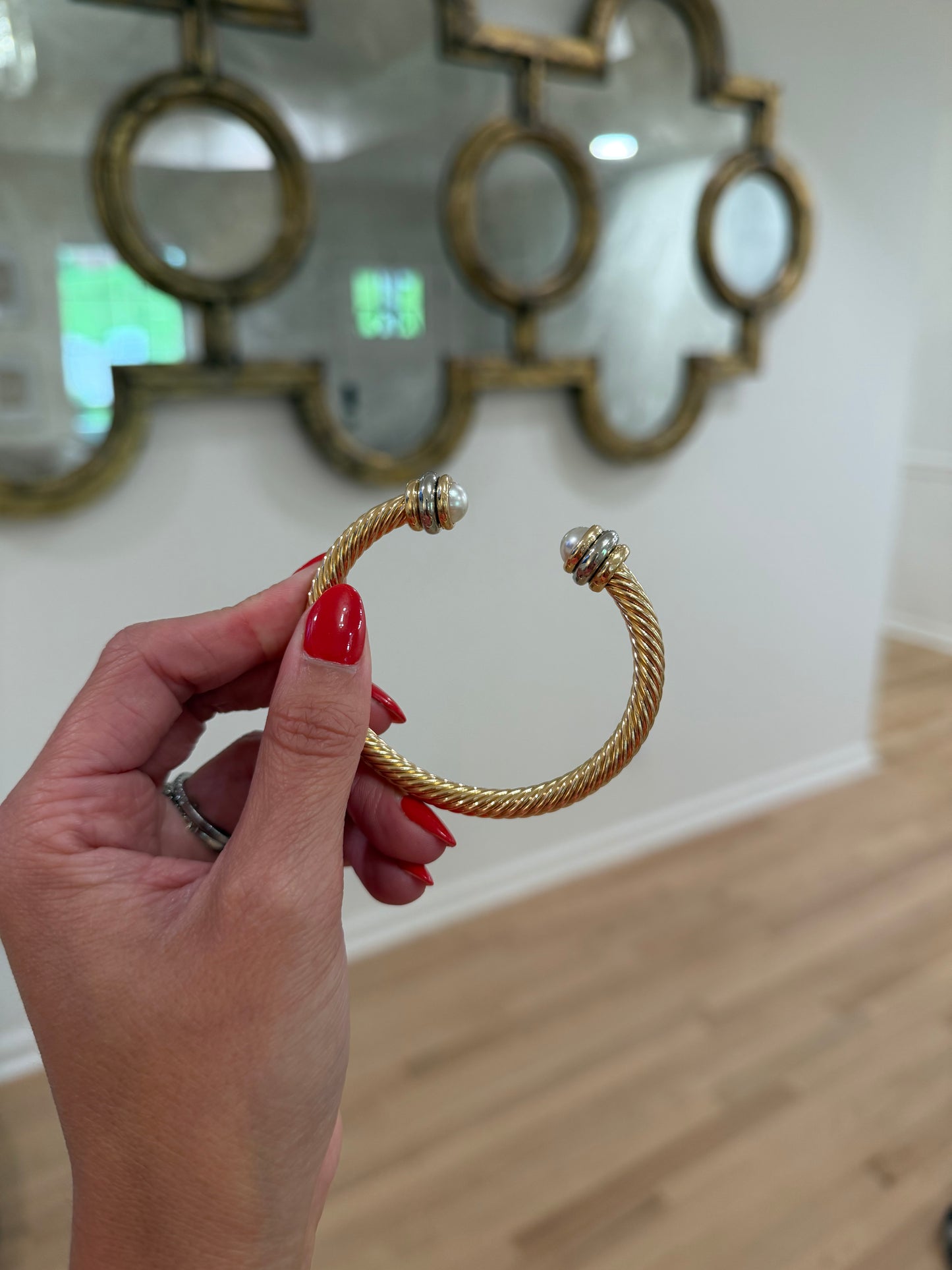 Twisted Cable Pearl Cuff