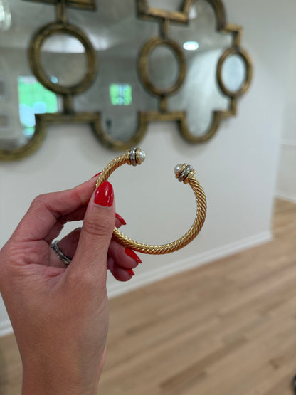Twisted Cable Pearl Cuff