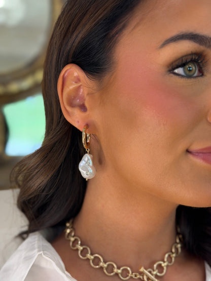 Pearl Drop Hoops