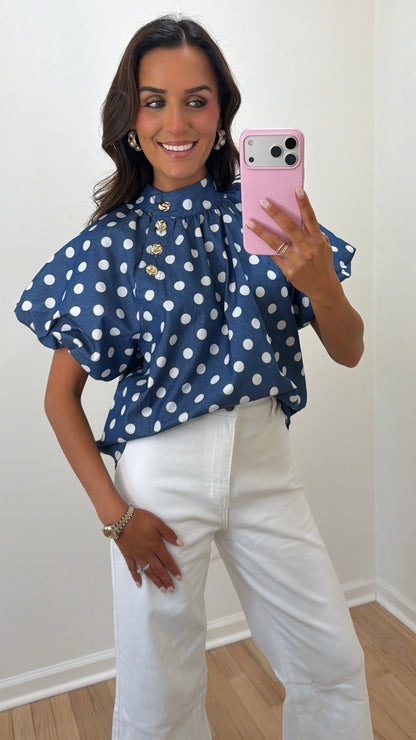 Polka Dot Button Blouse