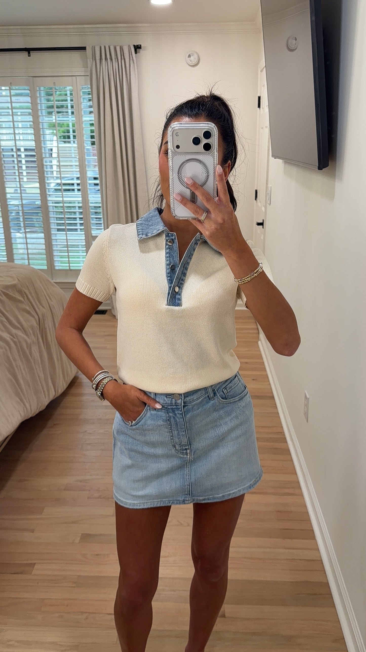 Denim Collar Top