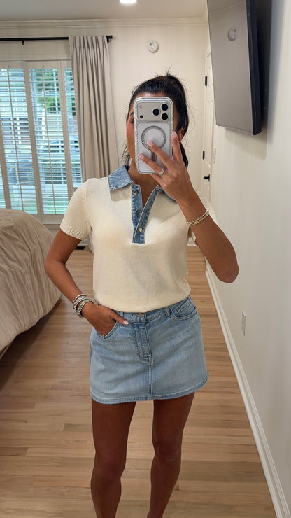 Denim Collar Top