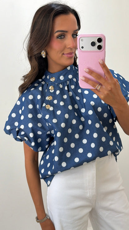 Polka Dot Button Blouse