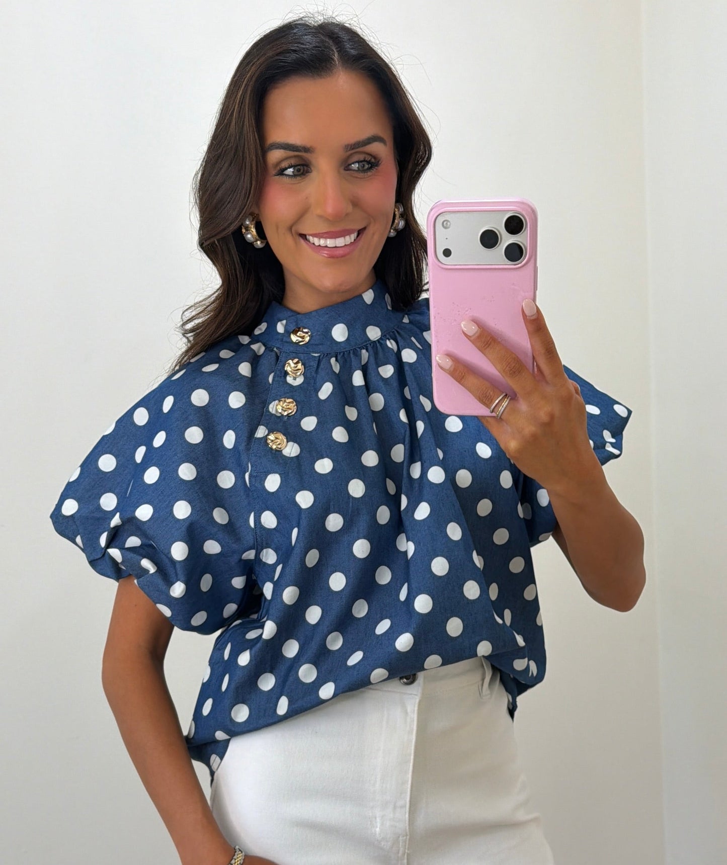 Polka Dot Button Blouse