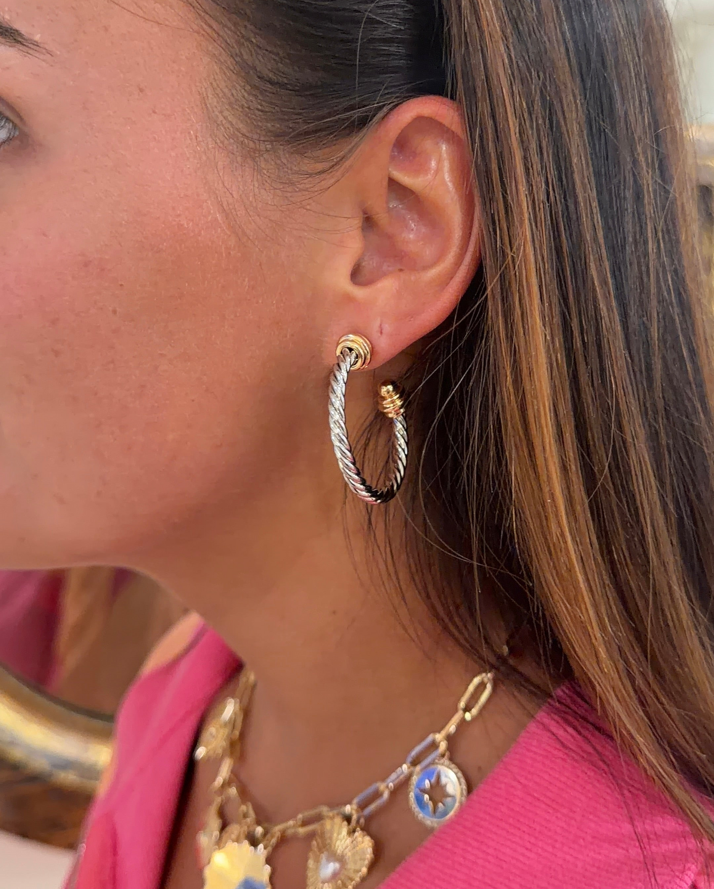 Silver & Gold Twisted Hoops