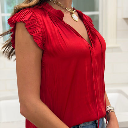 Red Satin Blouse