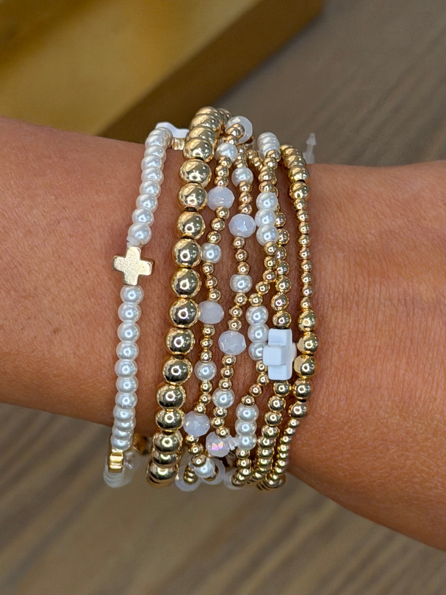 White Stack Bracelets