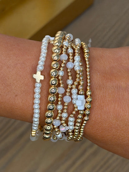 White Stack Bracelets