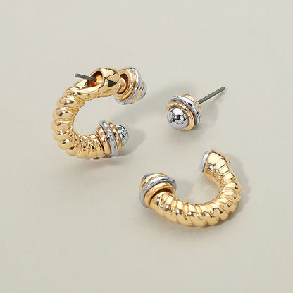 Gold & Silver Twisted Cuff Earrings