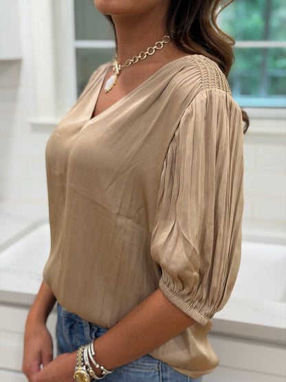 Taupe Satin Blouse