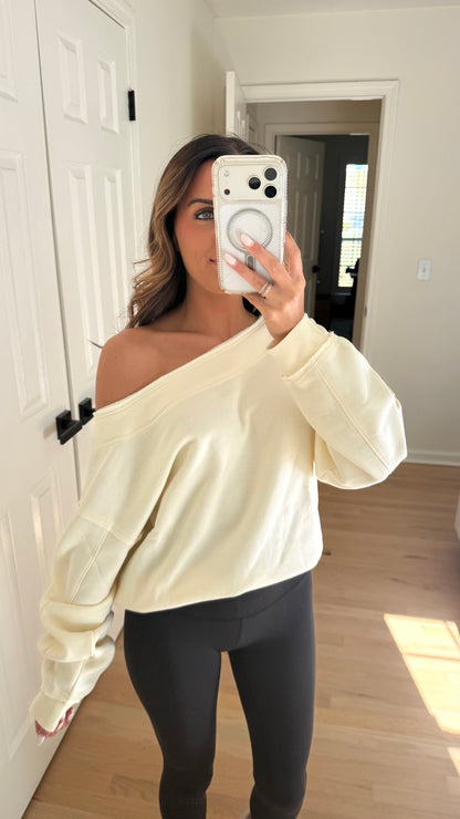 Off Shoulder Sweatshirt - Ivory