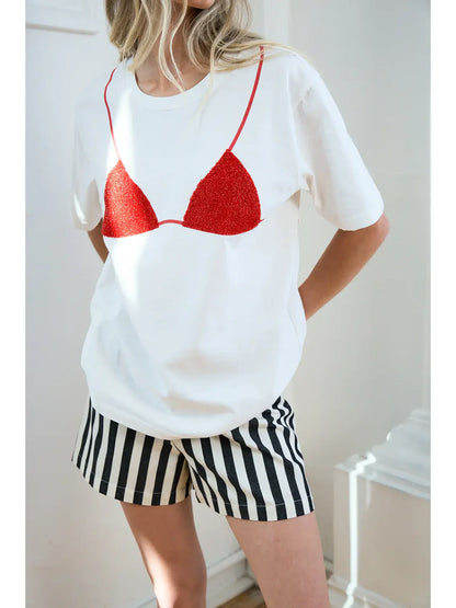 Red Rhinestone Bikini Tee
