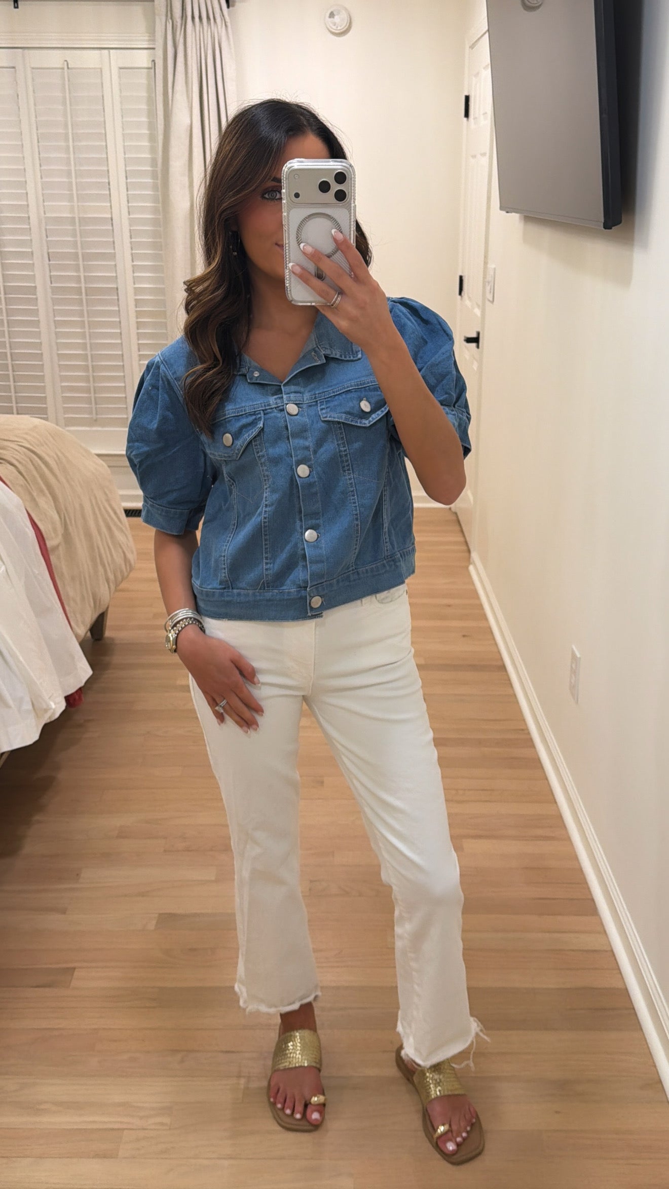 Puff Sleeve Denim Top