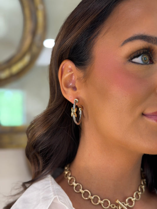Mixed Metal Knot Hoops