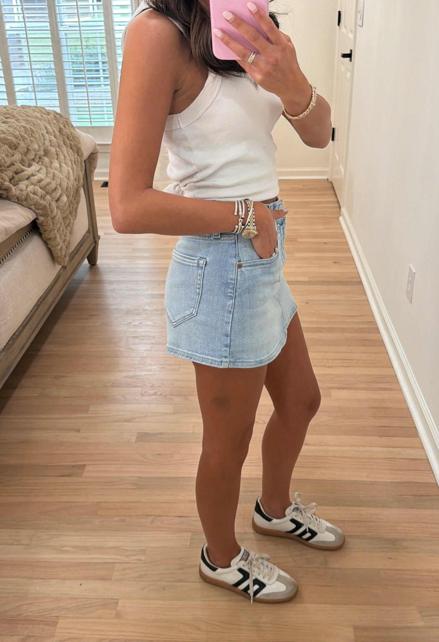 Light Wash Denim Skort