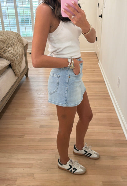 Light Wash Denim Skort