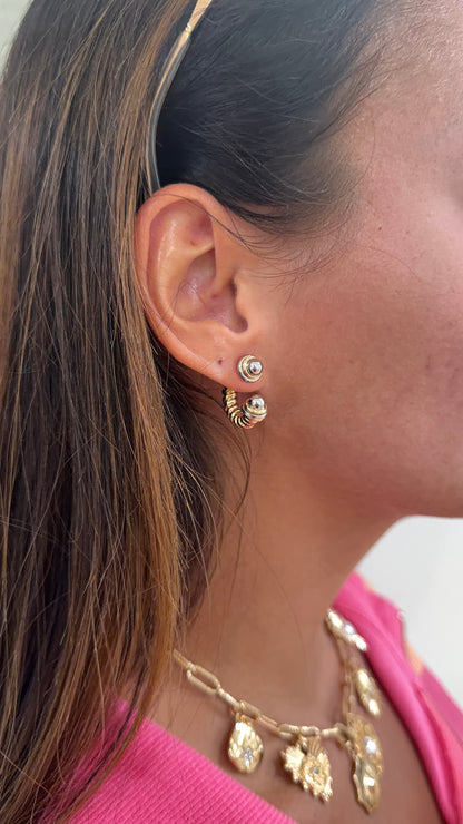 Gold & Silver Twisted Cuff Earrings