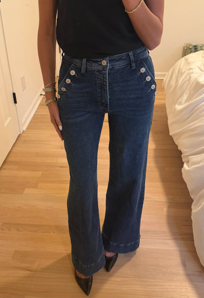 High Rise Button Detail Jeans