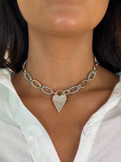 Mother of Pearl Heart Pendant Necklace