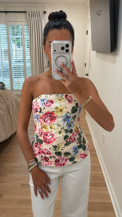 Floral Strapless Top