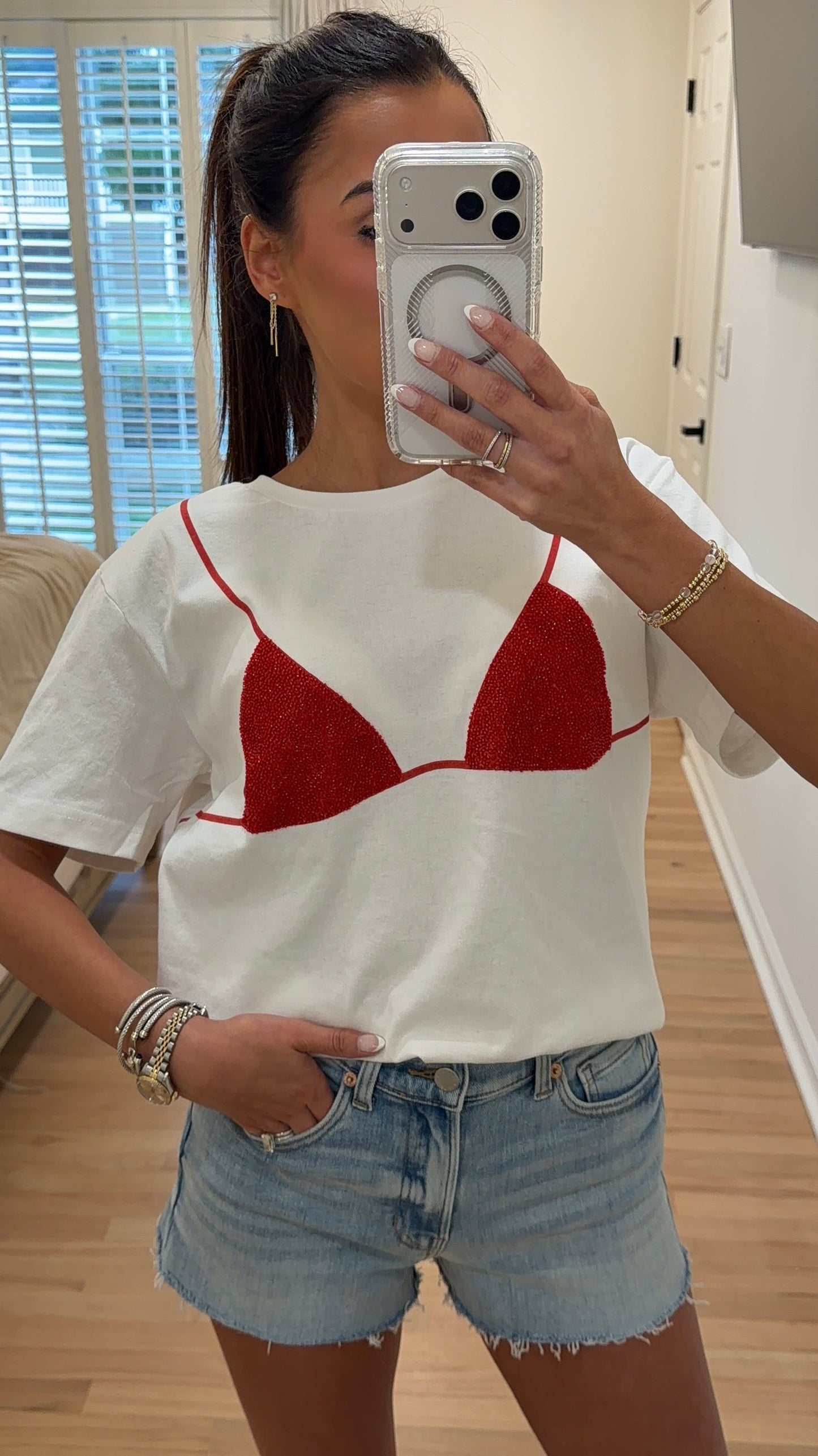 Red Rhinestone Bikini Tee