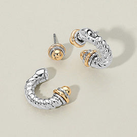 Silver & Gold Twisted Cuff Earrings