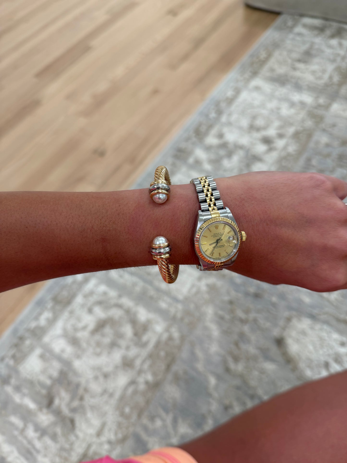Twisted Cable Pearl Cuff