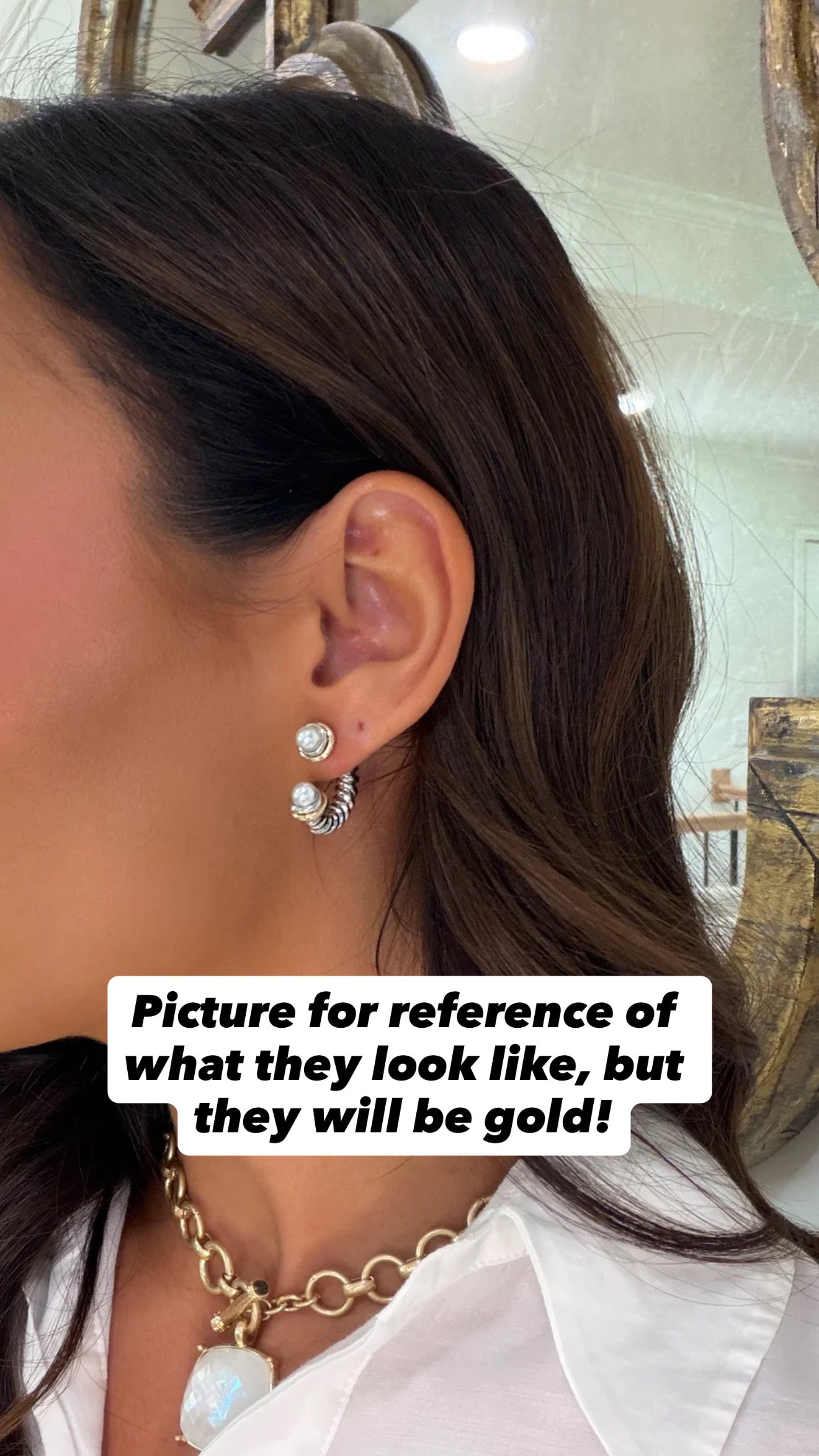 Gold Pearl Cuff Earrings