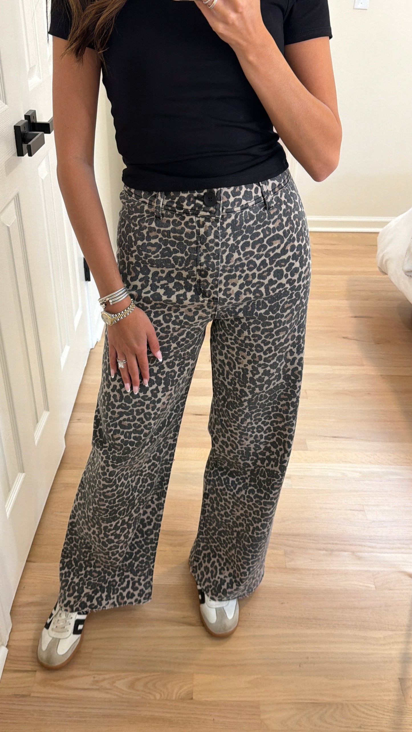 Leopard Wide Leg Jeans