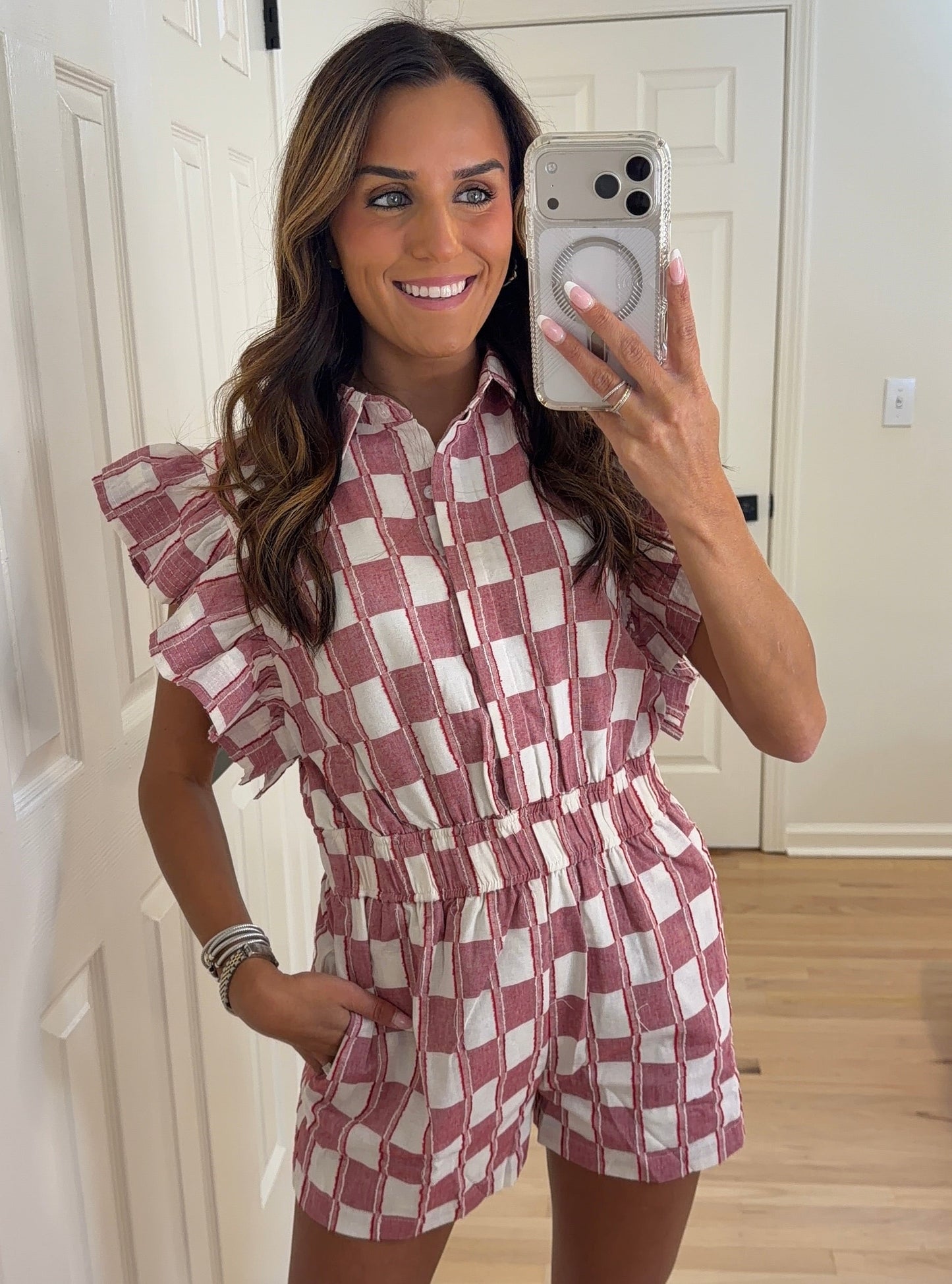 Gingham Ruffle Romper